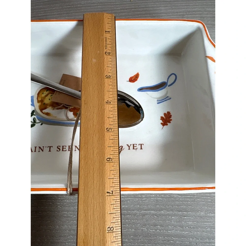 Mud Pie You Ain't Seen Stuffing Yet Casserole and Pumpkin Spoon Set Baking Dish